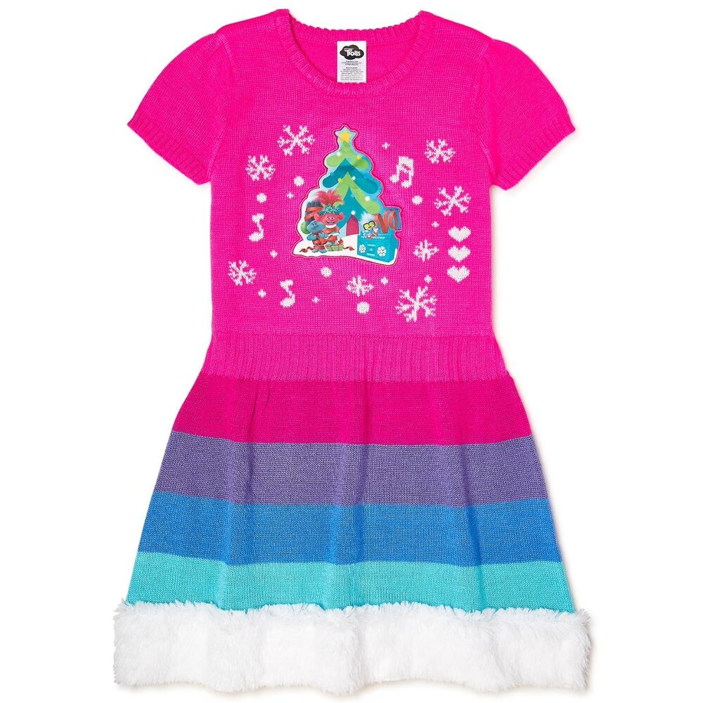 Trolls Pink Christmas Sweater Dress NWT